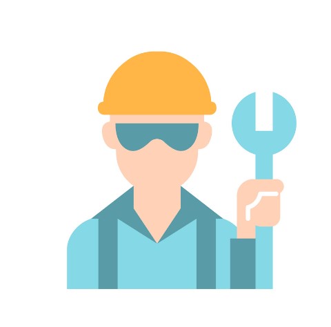 blue collar man with wrench clip art