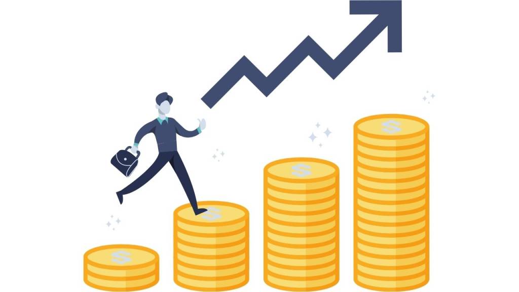 executive salary moving up arrow