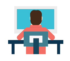 man on computer freelancing clipart