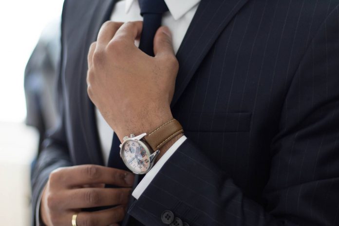 business suit straightening tie
