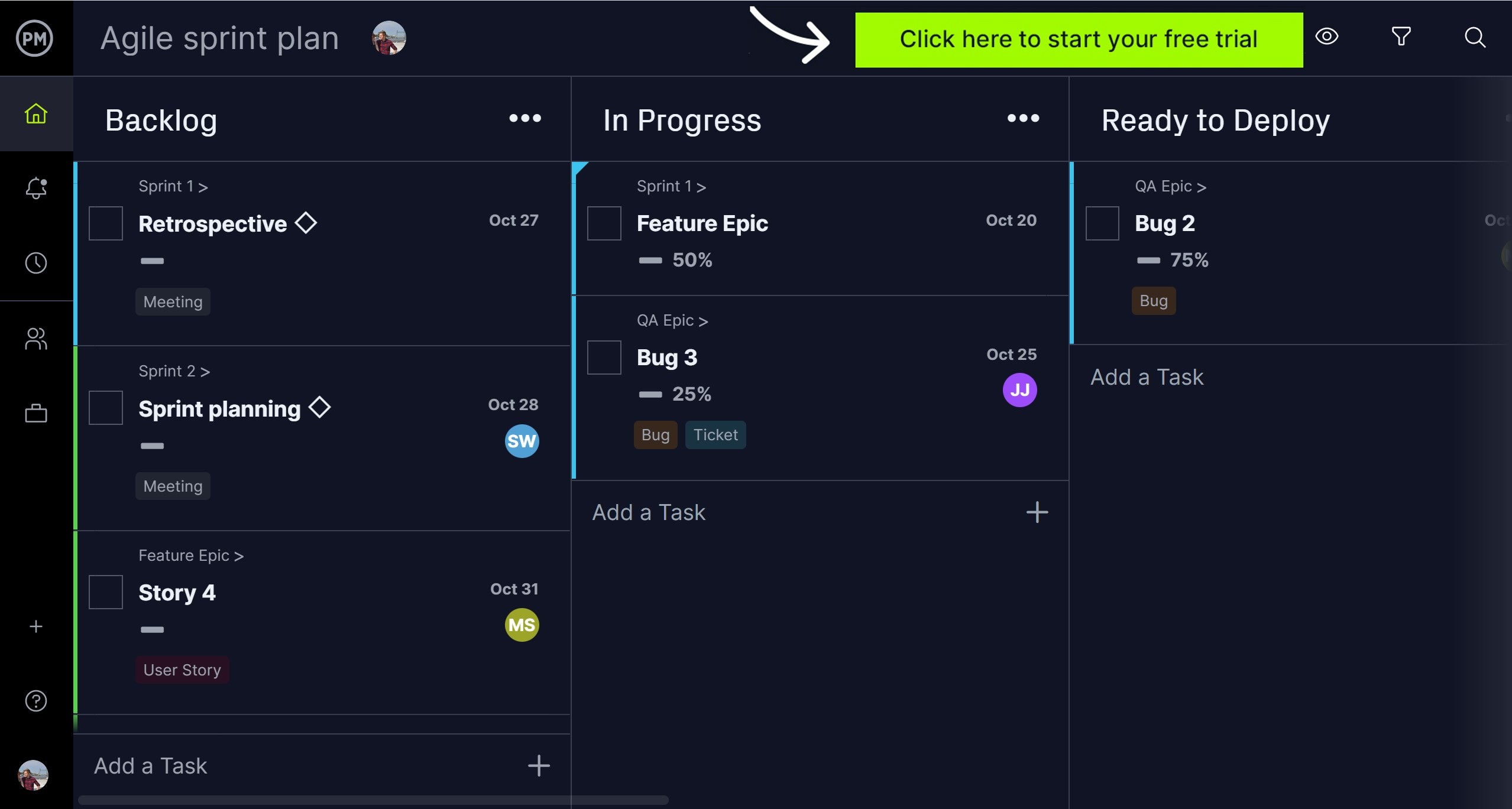 Project Manager Kanban Board